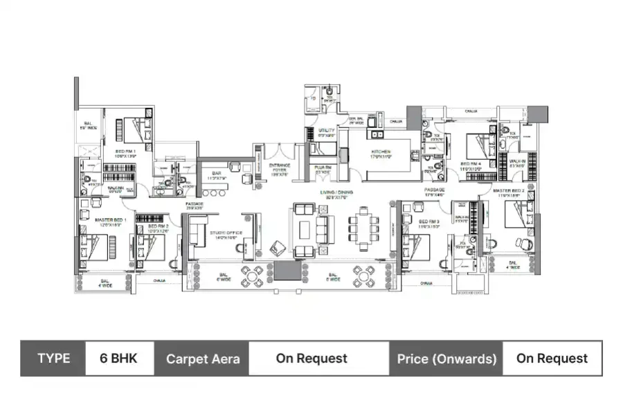 Shree Sai Vana Veda 6 BHK floor plan, sq ft carpet area
